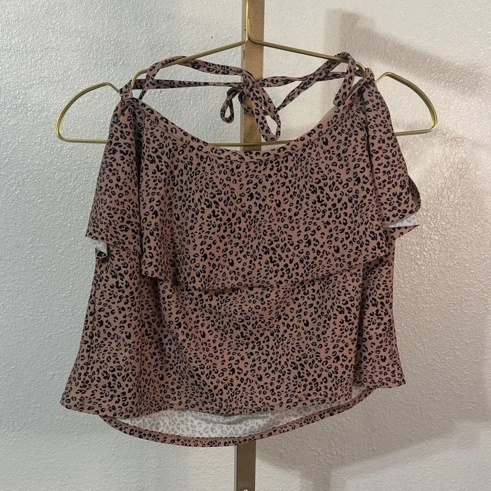 Kona Sol- Animal Print Tankini ruffle top- Size XL